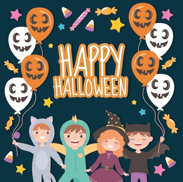 Vector happy halloween party greeting card