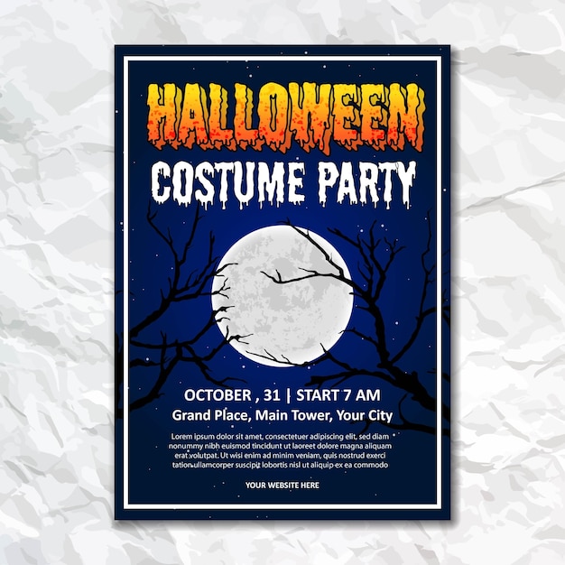 Happy halloween party place text brochure design holiday festival flyer wall print poster template