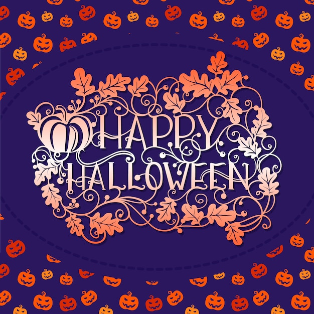 Happy Halloween pattern pumpkin typography