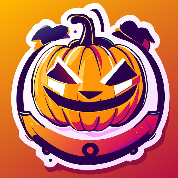 Happy halloween pumpkin sticker adorable neon