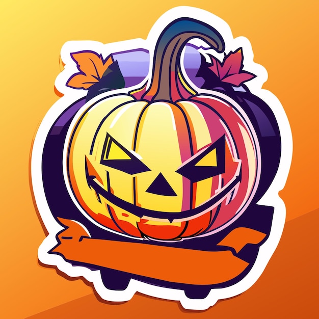 Happy halloween pumpkin sticker adorable neon