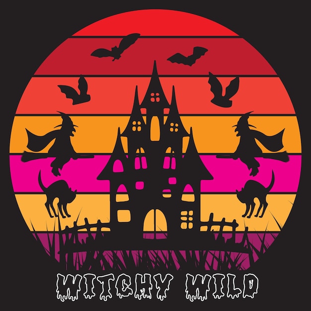 Happy halloween retro vintage t shirt design