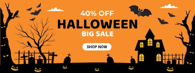 Happy Halloween sale banners or party invitation background with Halloween elements