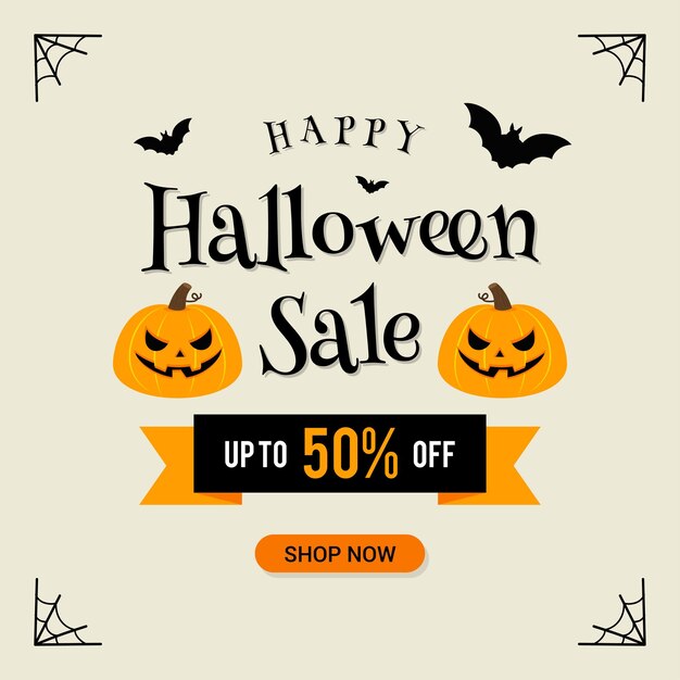 Vector happy halloween sale card template vector design