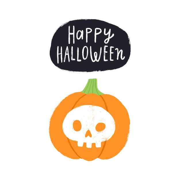 Happy Halloween Scary pumpkin Vector hand drawn illustration