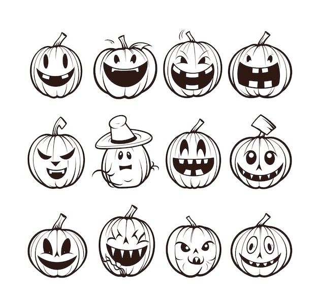 Happy Halloween silhouette set collection of Halloween vector elements