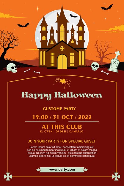 Happy halloween spooky cartoon illustration Graphic design for the decoration of gift certificates banners and flyer