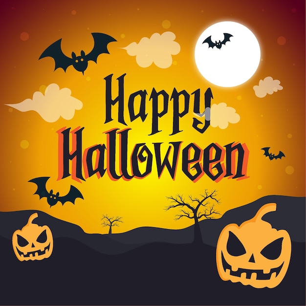 Happy Halloween Spooky Night Social Media Post Template Design