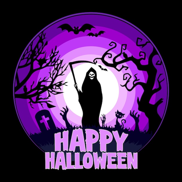 Happy Halloween t-shirt design and Halloween illustration vector