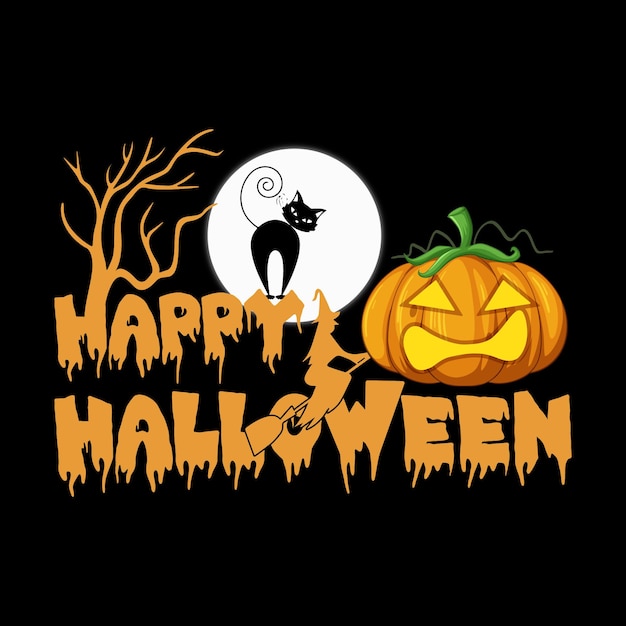 Happy Halloween t-shirt design and Halloween illustration vector