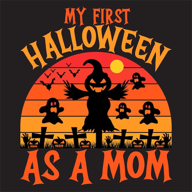 Happy Halloween t-shirt design with Halloween elements or Hand drawn Halloween typography design