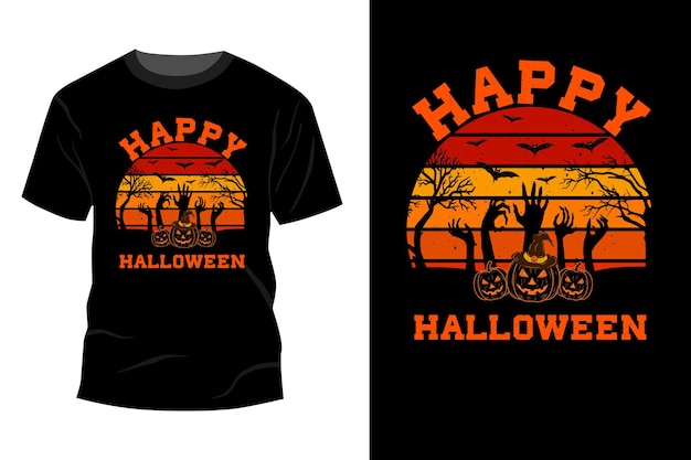 Happy halloween t-shirt mockup design vintage retro