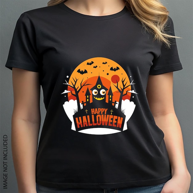 Happy Halloween time Spooky Night time Scene Horizontal Tshirt design Vector and illustration