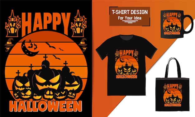 Happy Halloween TShirt Design vector template design typography element