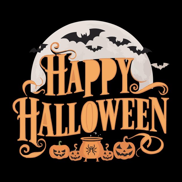 Happy Halloween typography T shirt design illustration