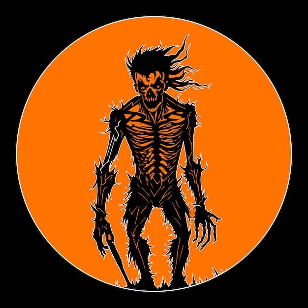 Happy Halloween Vector Illustration Halloween Zombie Vector Scary Zombie Silhouette