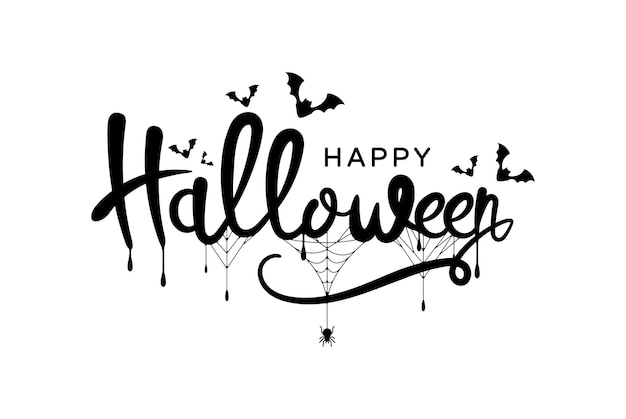 Happy Halloween vector lettering. Greeting card party invitation