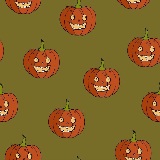 Happy Halloween vector seamless pattern Pumpkin background Holiday colorful texture