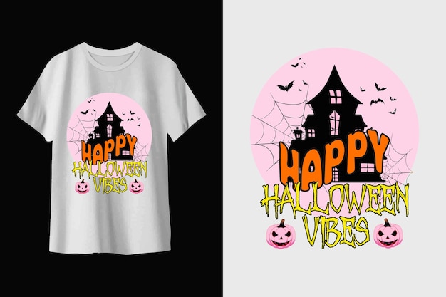 Vector happy halloween vibes white t-shirt design