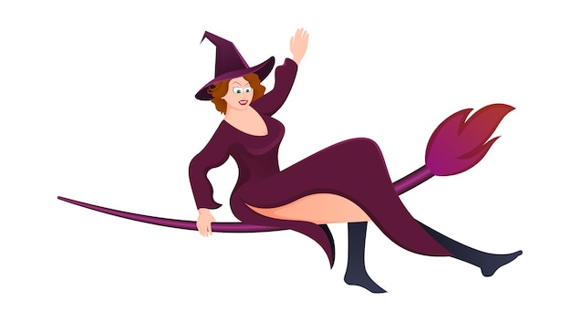 Happy halloween witch character vector illustration on white background