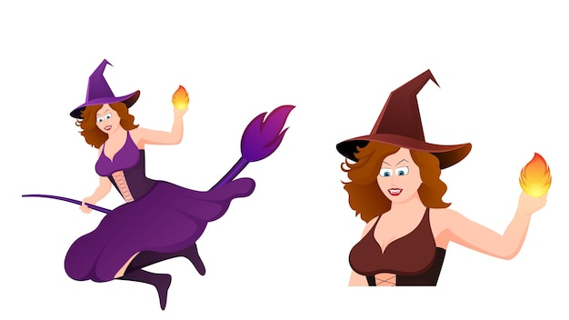 Happy halloween witch character vector illustration on white background