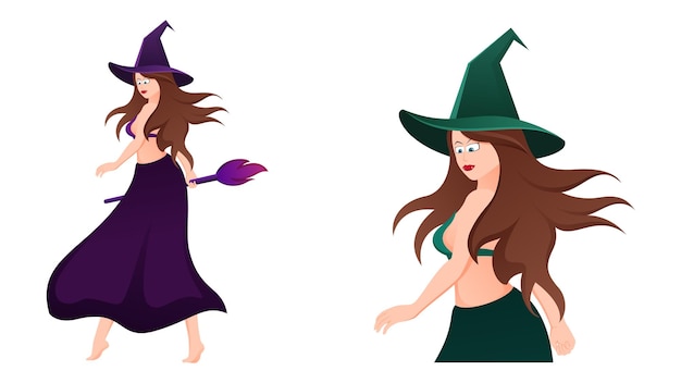 Happy halloween witch character vector illustration on white background