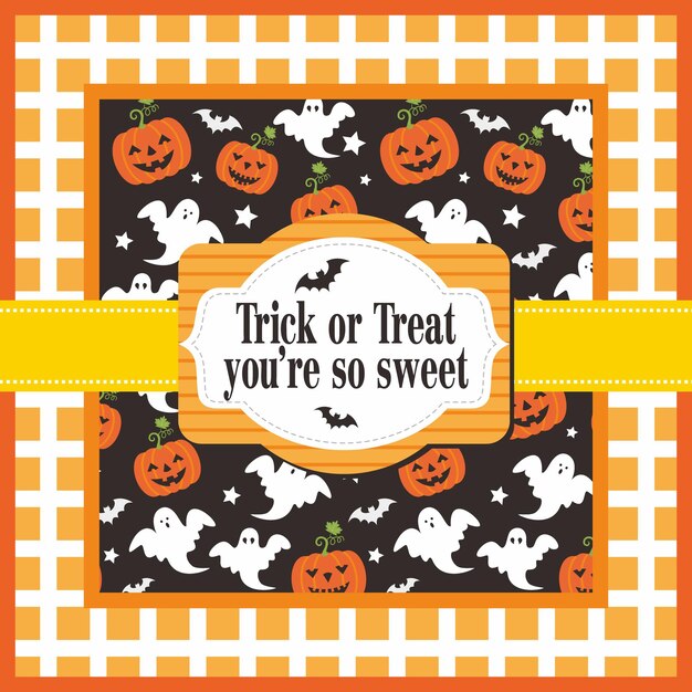 Vector happy halloween with lettering and pattern