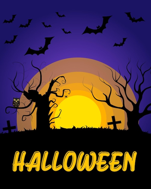 Happy halloween with night social media banner template design