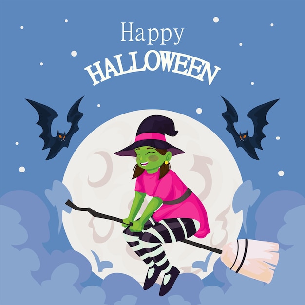 Happy hallowween card on night