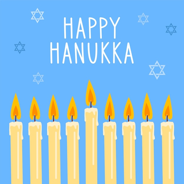 Happy Hanukka poster with traditional Jewish Menorah candle