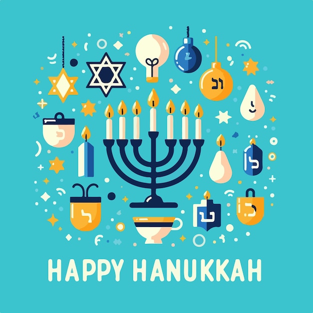 happy hanukkah celebration art background flat illustration simple design