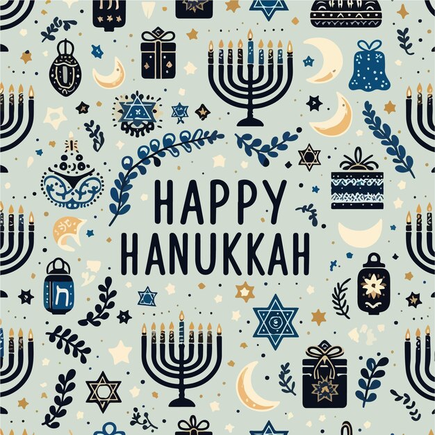 Vector happy hanukkah celebration art background flat illustration simple design