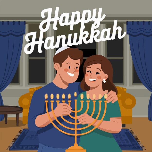 Vector happy hanukkah celebration art background flat illustration simple design