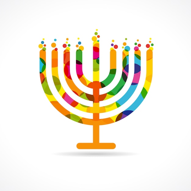 Happy Hanukkah creative menora candle colorful icon. Isolated design. Festive style.