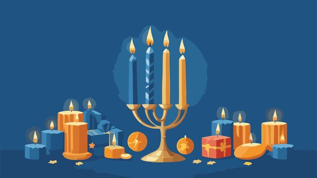 happy hanukkah day with hanukkah candles