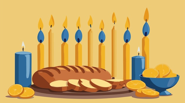 Vector happy hanukkah day with hanukkah candles