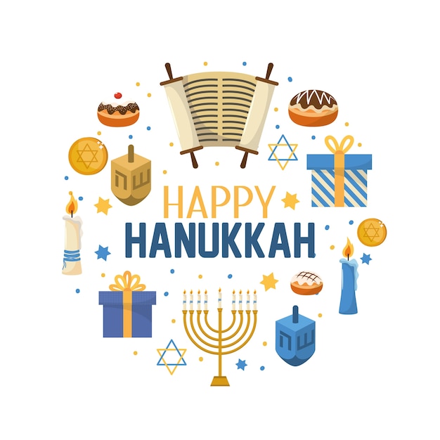 Vector happy hanukkah decoration to traditional religion