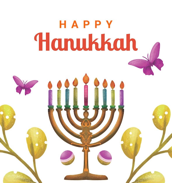 Happy hanukkah design with instagram post model