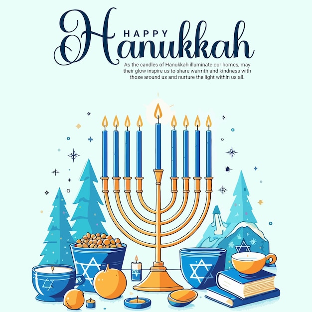 Vector happy hanukkah social media post banner tempalte