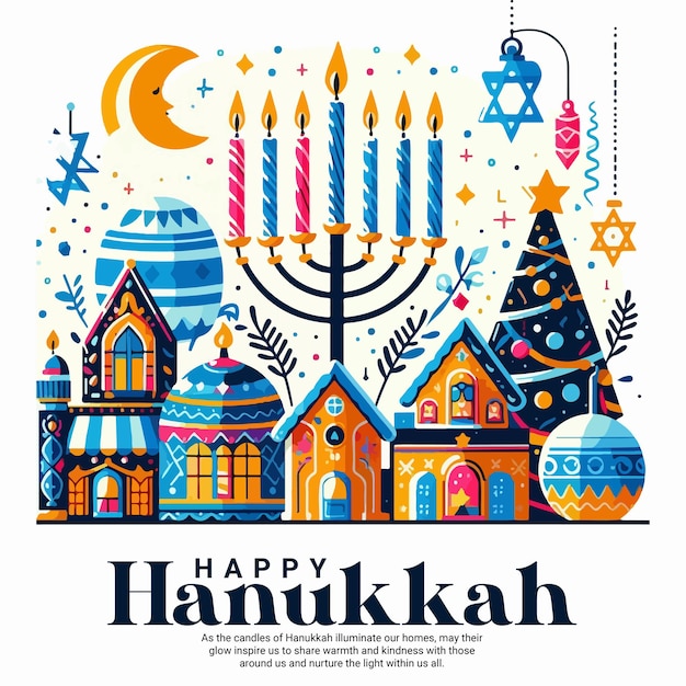 Happy Hanukkah social media post banner tempalte