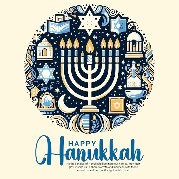 Happy Hanukkah social media post banner tempalte