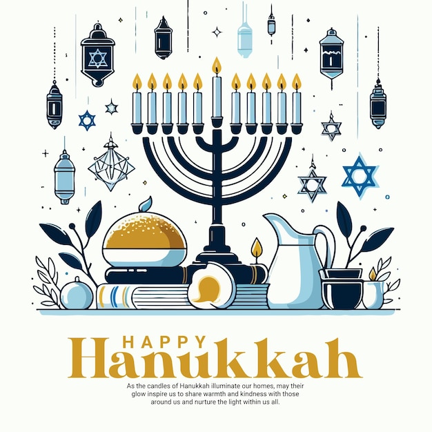 Happy Hanukkah social media post banner tempalte