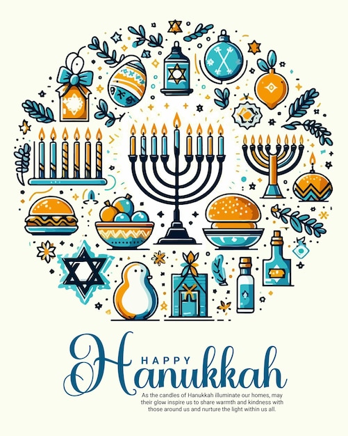 Happy Hanukkah social media post banner tempalte