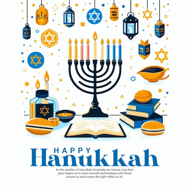 Happy Hanukkah social media post banner tempalte