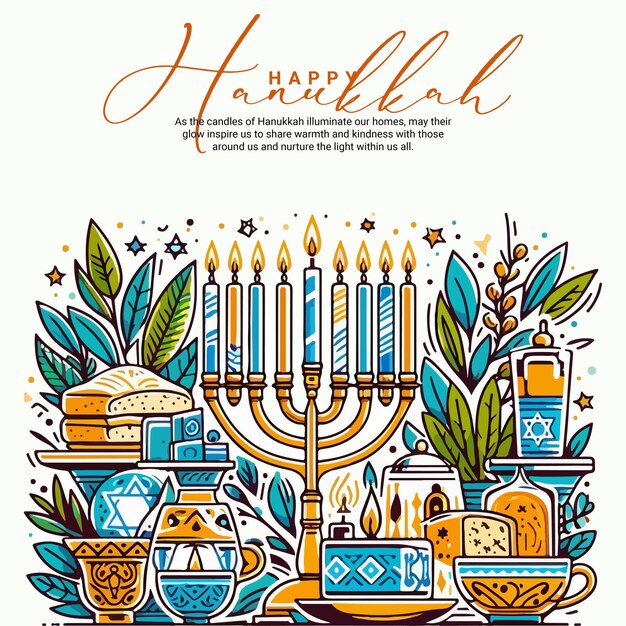 Vector happy hanukkah social media post banner tempalte