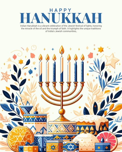 Happy Hanukkah social media post banner template Design