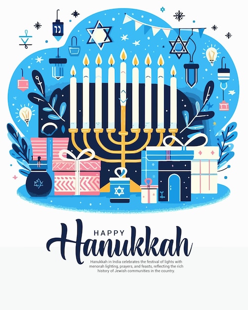 Happy Hanukkah social media post banner template Design