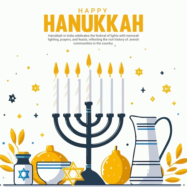 Happy Hanukkah social media post banner template Design