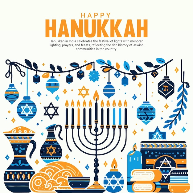 Happy Hanukkah social media post banner template Design