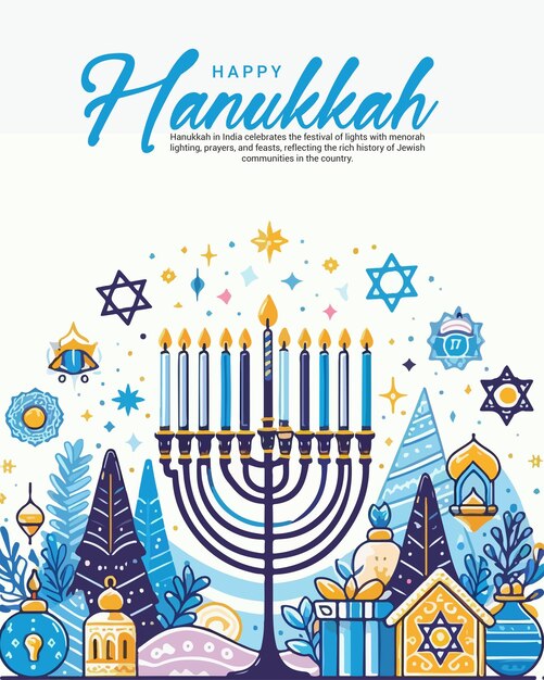 Happy Hanukkah social media post banner template Design